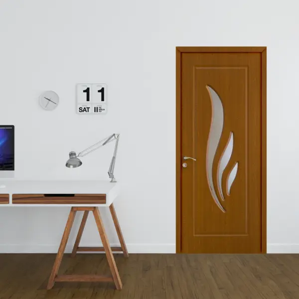 Usa interior din MDF OP 071 reversibila toc inclus cu geam stejar inchis 70 x 200 cm