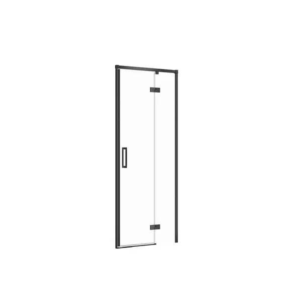 Usa sticla dus batanta 80x195 cm profil negru Cersanit Larga, montare dreapta
