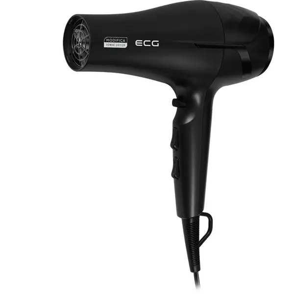 Uscator de par cu ionizare ECG Modifica Nera Grande+, 2200 W, 2 viteze, 3 niveluri de temperatura, difuzor, negru