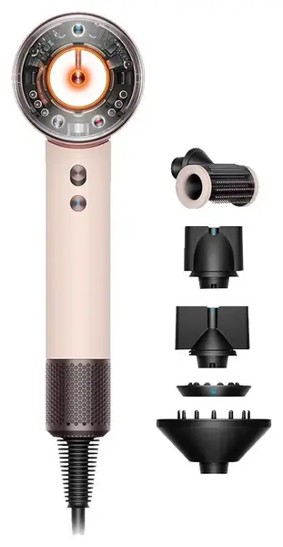 Uscator de par Dyson Supersonic Nural HD16 113407-01, 1600 W, 110.000 rpm, 4 setari de temperatura, 3 setari de viteze (Roz/Auriu)