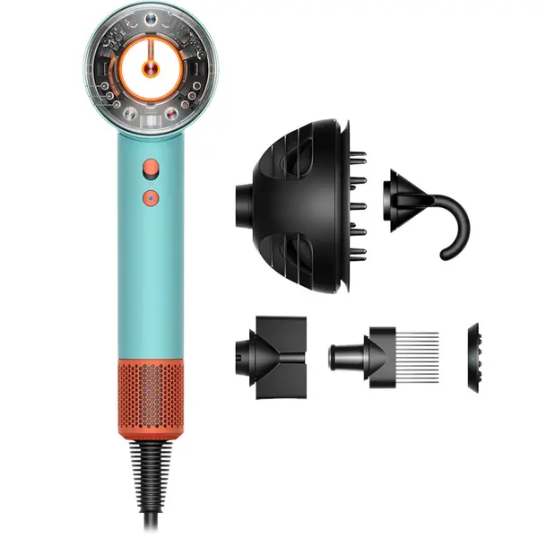 Uscator de par Dyson Supersonic Nural HD16, 1600 W, 3 trepte viteza, 4 trepte temperatura, Albastru/Portocaliu