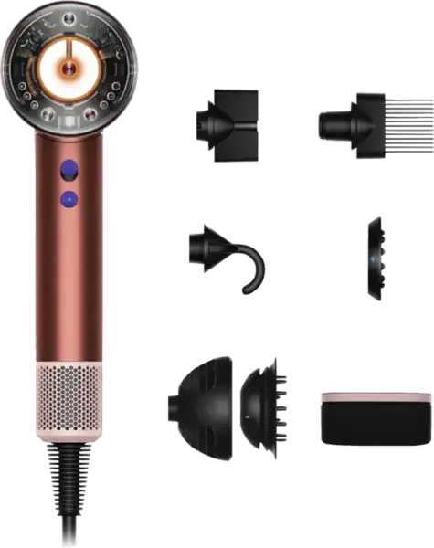 Uscator de par Dyson Supersonic Nural HD16, 1600W, 3 viteze, 4 trepte temperatura (Bronz/Roz)