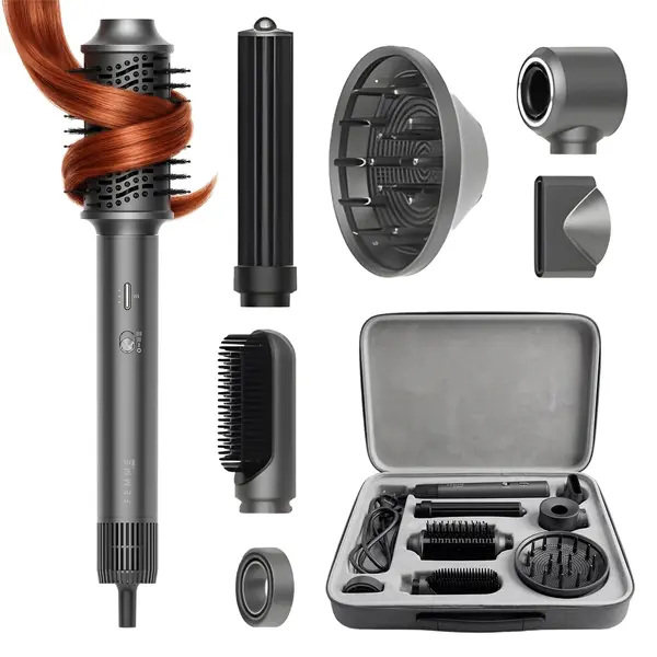 Uscator de Par iHunt Femme 7 in 1 Dryer HD4 PRO, Gri, 1300W, 600 Milioane Ioni Negativi, 110.000 rpm, 8 Programe, Accesorii de Coafare Incluse