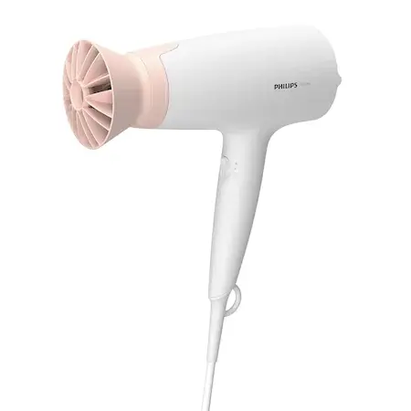 Uscator de par Philips BHD300/00, 1600W, accesoriu Thermo Protect, 3 setari de viteza/temperatura, Alb/Roz