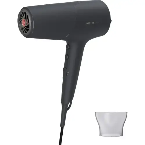 Uscator de par Philips BHD504/00, 2100W, tehnologie ThermoShield, ingrijire cu ioni, 6 setari de viteza/temperatura, cap de coafare 14 mm, Gri carbune metalizat