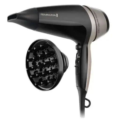 Uscator de par Remington Thermacare Pro 2300 D5715, 2100 W, Generator de ioni, 3 trepte de temperatura, 2 viteze (Negru)