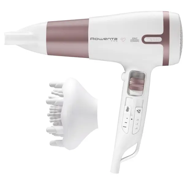 Uscator de par Rowenta Pro Respect Premium Care CV7461F0, 2400 W, difuzor activ, functie ionizare, 3 setari de temperatura, 2 viteze, Cool Shot, Alb