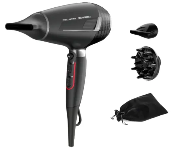 Uscător de păr Rowenta x Кarl Lagerfeld - CV888LF0, 2200W, 3 viteze, negru