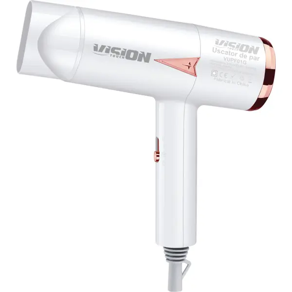 Uscator de par Vision Touch VUPF01G, 1600 W, 1 viteza, 3 trepte temperatura, Functie aer rece, Motor DC, Concentrator aer, Alb