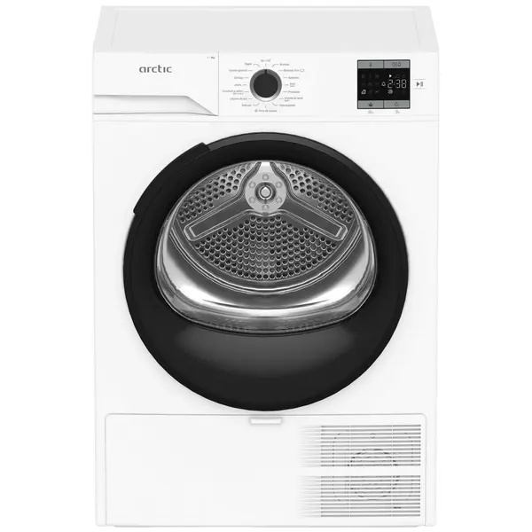 Uscator de rufe Arctic A2T19239W, Pompa de caldura, Aqua Surf, Child lock, 15 programe, Panou de control cu LED, Safety Plus, 4 arzatoare cu eficienta ridicata, Clasa D