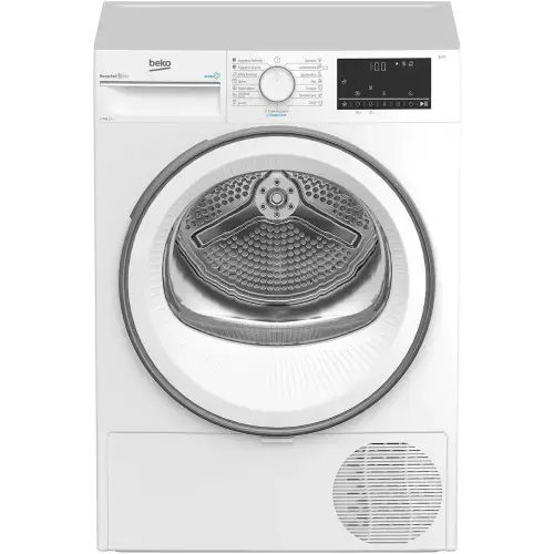Uscator de rufe Beko B3T67230, Pompa de caldura, 7 kg, SteamCure, Hygienic Dry, OptiSense, Recycled Dry (Alb)