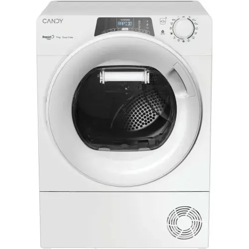 Uscator de rufe Candy Rapido RP EH9N2TE-S, Pompa de caldura, 9 kg, Clasa D, WiFi, Easy case, Senzor uscare, Antisifonare (Alb)