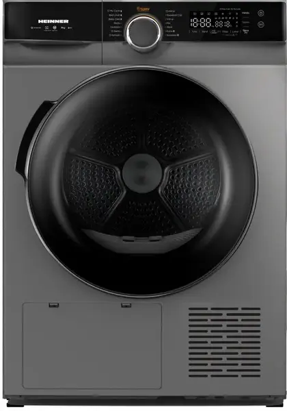 Uscator de rufe cu pompa de caldura HEINNER HHPD-M9K3SA+++, 9 kg, Clasa A+++, 14 programe, Motor inverter, Control tactil, Lumina cuva (Argintiu)