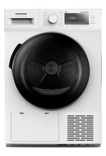 Uscator de rufe HEINNER HHPD-M9G3A++, Pompa de caldura, 9 kg, 14 programe, Clasa D, Lumina cuva, A 60 cm (Alb)
