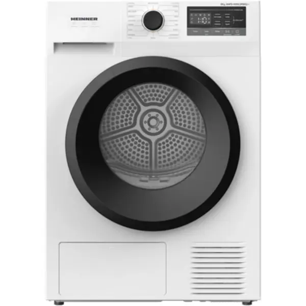 Uscator de rufe Heinner HHPD-M9G5PBKD++, 9 kg, Pompa de caldura, Clasa D, 16 programe, Blocare acces copii, Selector nivel uscare, Alb