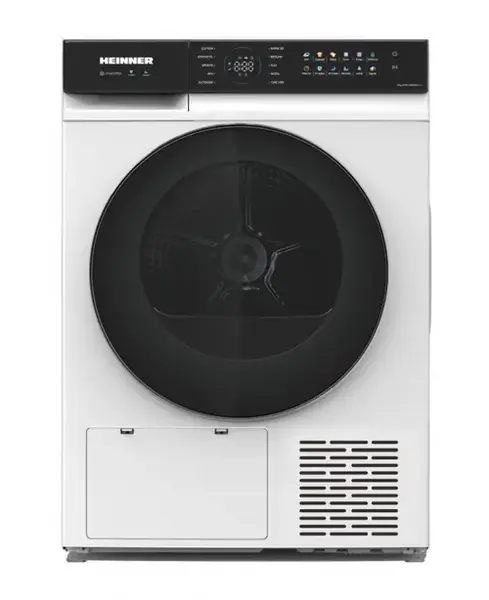 Uscator de rufe HEINNER HHPD-M9K5IVC+++, Pompa de caldura, 9 kg, Clasa C, Motor Inverter, 10 programe, Control touch, Display digital (Alb)