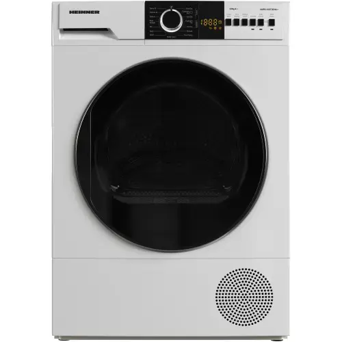 Uscator de rufe Heinner HHPD-V10T2CHA++, Pompa de caldura, 10 kg, 15 programe, Clasa E, Display LED, Lumina cuva, Indicator curatare filtru scame, Blocare acces copii, Alb