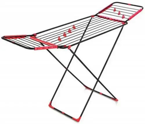 Uscator de rufe Heinner HR-DGR-17009, 17.5m + accesorii de prindere ciorapi si lenjerie intima (Negru/Rosu)