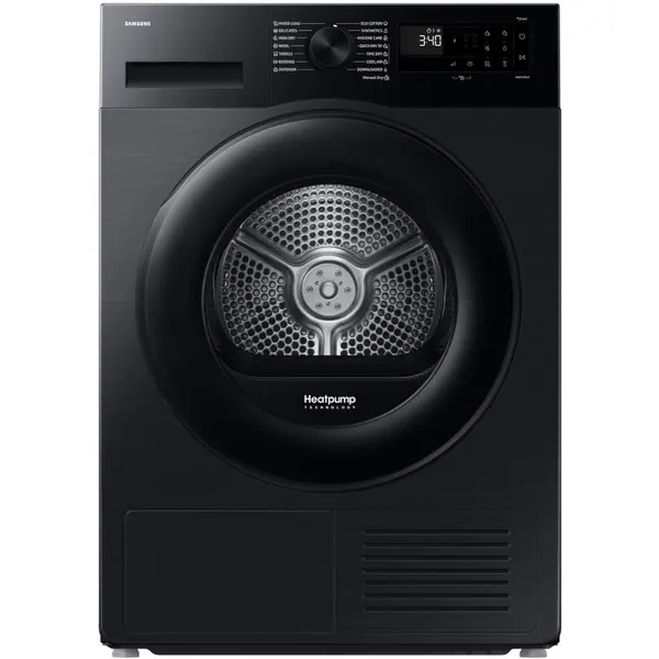 Uscator de rufe Samsung DV80DG52B0ABLE, Pompa de caldura, Clasa C, 8 kg, Afisaj LED, WiFi, Siguranta copii, Negru