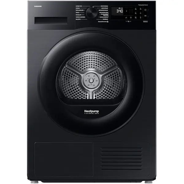Uscator de rufe Samsung DV90DG52A0ABLE, 9 kg, Pompa de caldura, WiFi SmartThings, Afisaj LED, Clasa C, AI Ecobubble, SpaceMax, Super Speed 39 min, Quick Dry, Optimal Dry, Negru