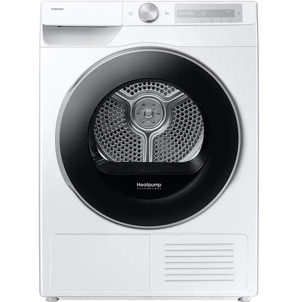 Uscator de rufe Samsung DV90DG6845LHU4, 9 kg, Pompa de caldura, Clasa A, Usa reversibila, AI Control, Alb