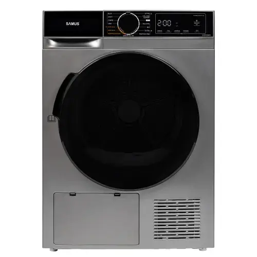 Uscator de rufe Samus SADP-836DS, Pompa de caldura, 8 kg, 15 programe, Clasa D, Igienizare UV, Afisaj electronic (Gri inchis)