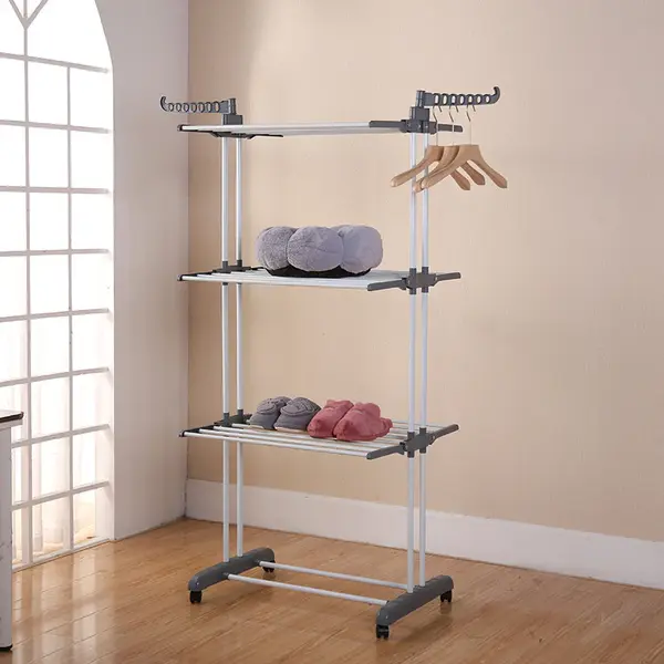 Uscator vertical, mobil si pliabil pentru rufe cu suport umerase, inaltime 173cm