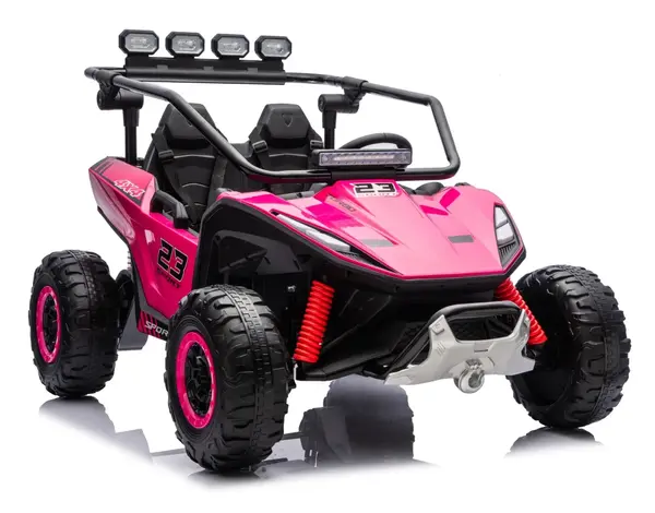 UTV electric pentru 2 copii Kinderauto Vector V2 Dune-Buggy, 220W, 12V, roti moi, scaun tapitat, echipat premium, roz