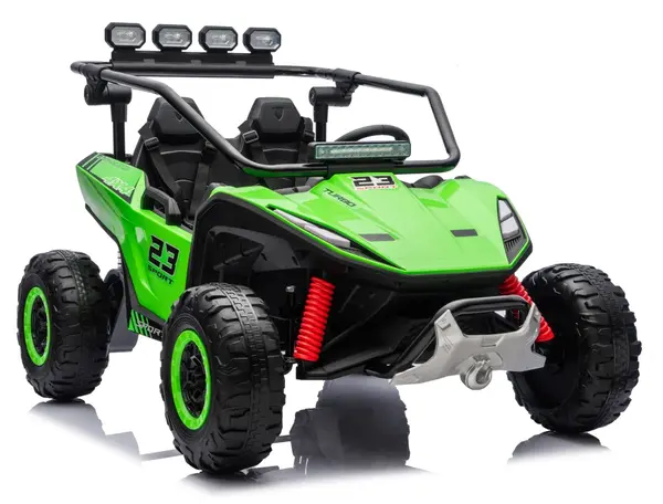 UTV electric pentru 2 copii Kinderauto Vector V2 Dune-Buggy, 220W, 12V, roti moi, scaun tapitat, echipat premium, verde