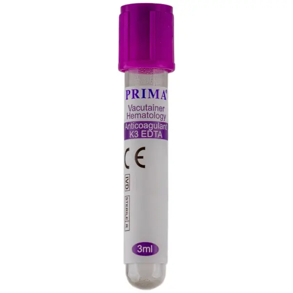 Vacutainer Hematologie 3 ml, Capac Violet, K3 EDTA, Tub pentru Colectare Sange Capilar, PRIMA, 100 bucati