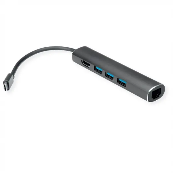 Value Docking station USB-C la HDMI, 3 x USB-A, 1 x Gigabit, Value 12.99.1043