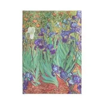 VAN GOGH'S IRISES, MIDI UNLINED JOURNAL. Hardcover, 120 gsm, ribbon marker, memento pouch, elastic closure, book edge printing/***