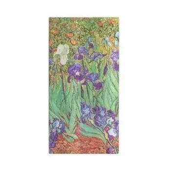 VAN GOGH'S IRISES, SLIM LINED JOURNAL. Hardcover, 85 gsm, ribbon marker, memento pouch, elastic closure, book edge printing/***