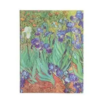 VAN GOGH'S IRISES, ULTRA UNLINED JOURNAL. Hardcover, 120 gsm, ribbon marker, memento pouch, elastic closure, book edge printing/***