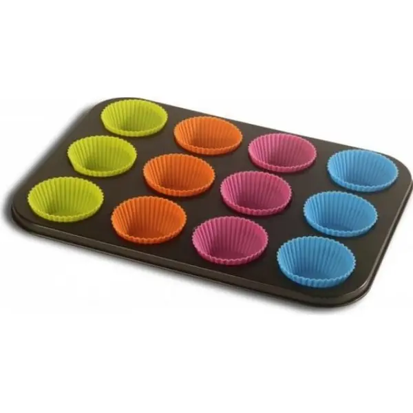 VANORA Tava 12 briose + Forme silicon Vanora 35x26.5x3 cm VN-SL-3001A