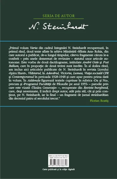Varia. Volumul I | Nicolae Steinhardt