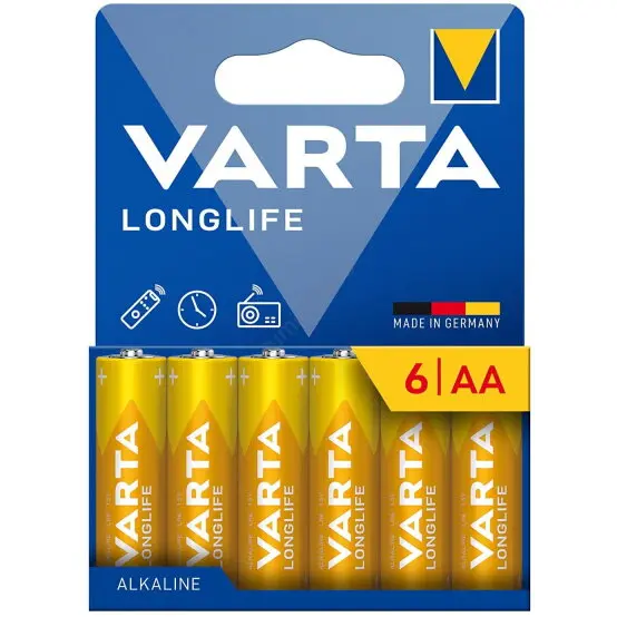 VARTA Baterie Varta Longlife AA, Alcalina, 1.5V, LR6, Set 6 bucati
