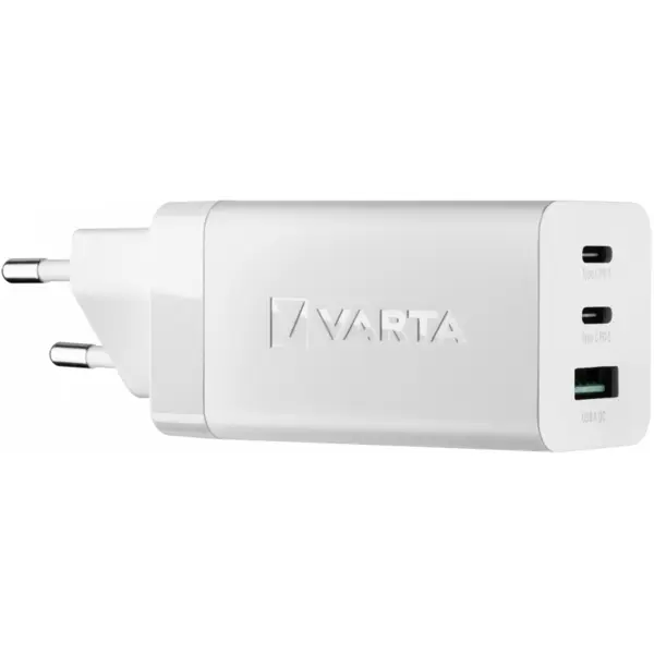 VARTA Incarcator Retea USB Varta GaN, Quick Charge, 65W, 1 X USB - 2 X USB Type-C, Alb