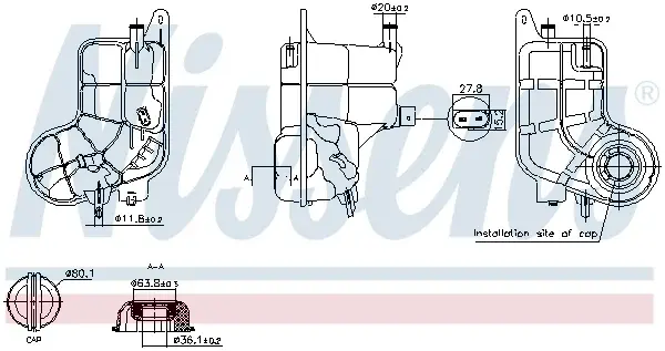 Vas expansiune cu capac, cu senzor nivel potrivit AUDI A6 ALLROAD C6, A6 C6 05.04-08.11