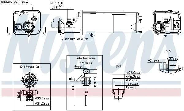 Vas expansiune cu capac, cu senzor nivel potrivit BMW Seria 3 (E46), X5 (E53) 10.99-12.07