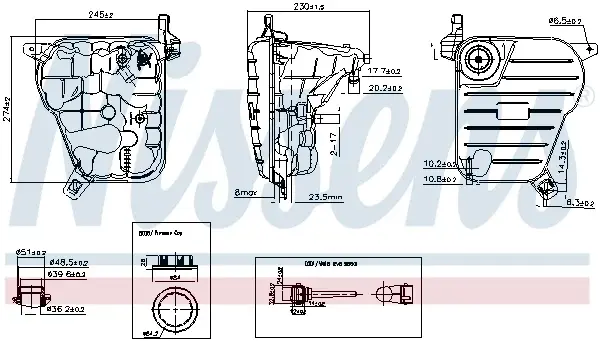 Vas expansiune cu capac, cu senzor nivel potrivit JAGUAR S-TYPE II, XF I, XJ 01.99-04.15