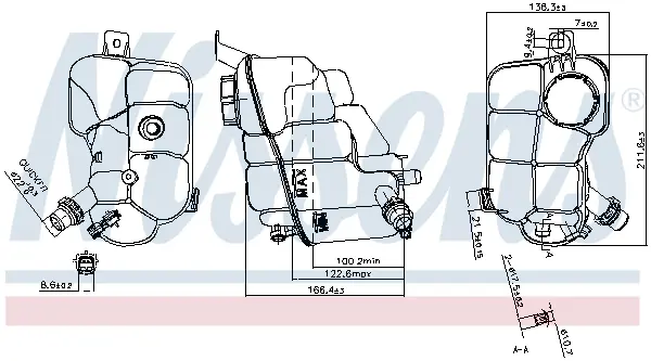Vas expansiune cu capac, cu senzor nivel potrivit LAND ROVER DISCOVERY SPORT, RANGE ROVER EVOQUE 06.11-