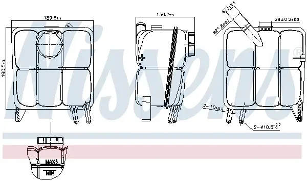 Vas expansiune cu capac potrivit VOLVO C30, C70 II, S40 II, V50; FORD C-MAX, FOCUS C-MAX, FOCUS II, KUGA I 10.03-06.13