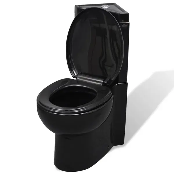 Vas toaleta din ceramica, wc baie de colt, negru
