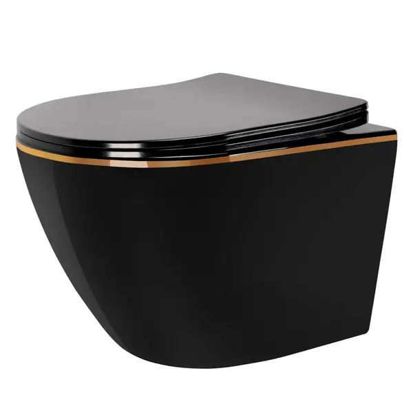Vas WC suspendabil Rea Carlo Mini Tornado Black Gold Egde