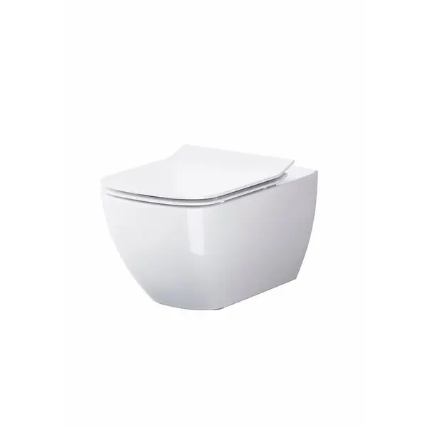 Vas wc suspendat rimless Cersanit Virgo Cleanon cu capac soft close inclus, alb