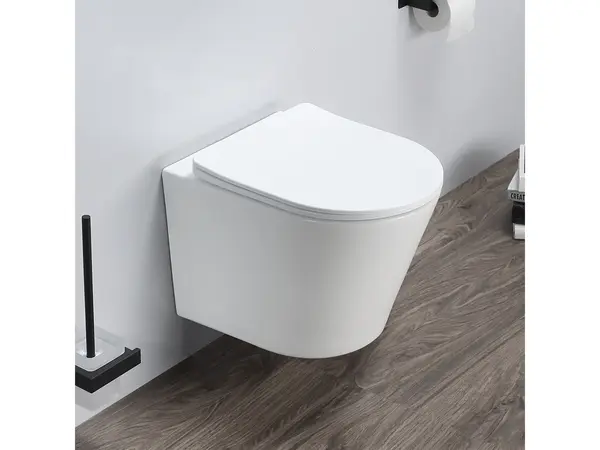 Vas wc suspendat rimless cu capac quick release si soft close, alb, Fluminia Clementina