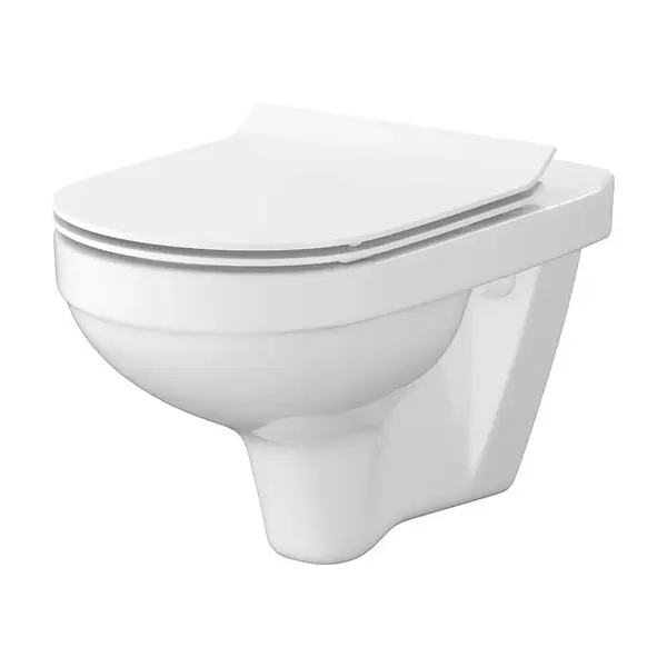 Vas wc suspendat rimless cu capac soft close Cersanit Zip City Slim, alb