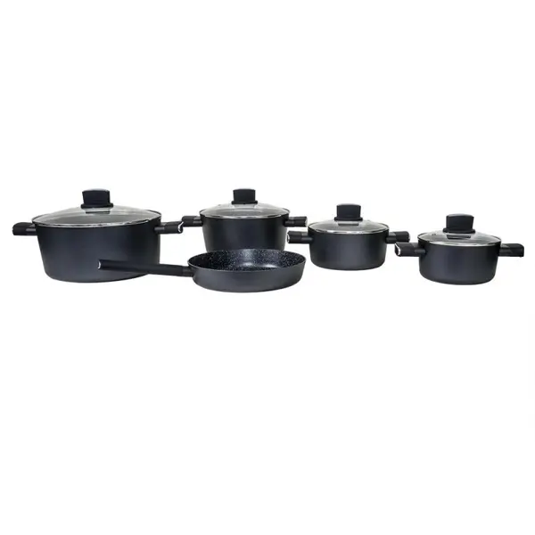 Vase din Aluminiu, Capace din Sticla Termorezistenta, 9 Bucati
