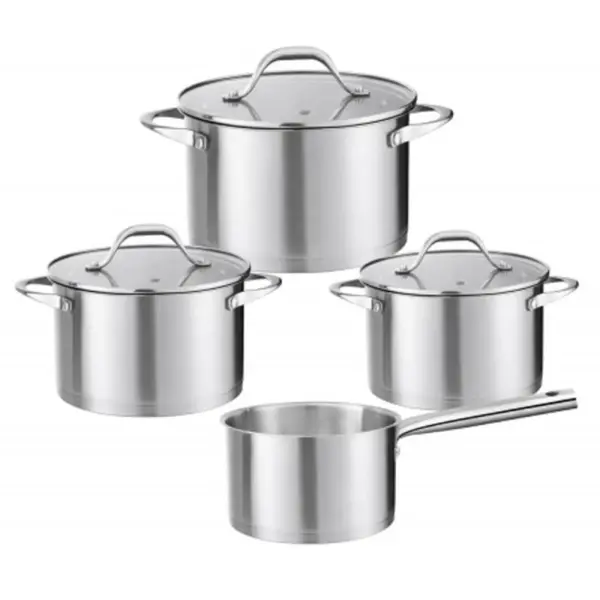 Vase din Inox, Capace din Sticla, 7 Bucati